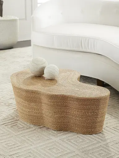 Arteriors Meadow Natural Abaca Curved Cocktail Table | Thumbnail 3 Arteriors Meadow Natural Abaca Curved Cocktail Table | Thumbnail 3