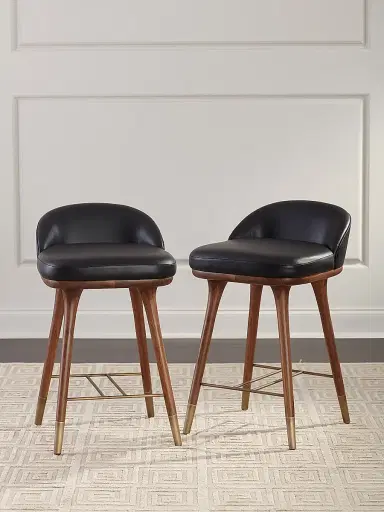 Arteriors Walsh Leather & Wood Counter Stool | Thumbnail 2 Arteriors Walsh Leather & Wood Counter Stool | Thumbnail 2