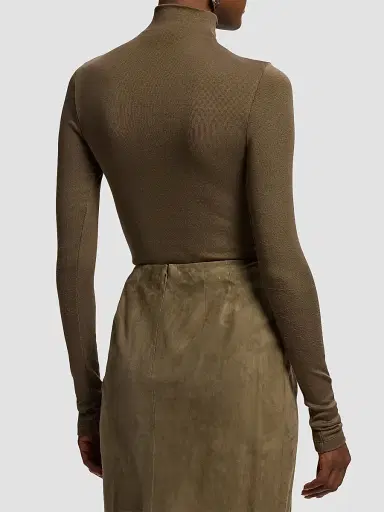 Ralph Lauren Collection Women's Catia Mockneck Rib-Knit Stretch-Silk Top | Thumbnail 4 Ralph Lauren Collection Women's Catia Mockneck Rib-Knit Stretch-Silk Top | Thumbnail 4