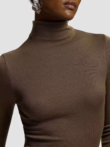Ralph Lauren Collection Women's Catia Mockneck Rib-Knit Stretch-Silk Top | Thumbnail 5 Ralph Lauren Collection Women's Catia Mockneck Rib-Knit Stretch-Silk Top | Thumbnail 5