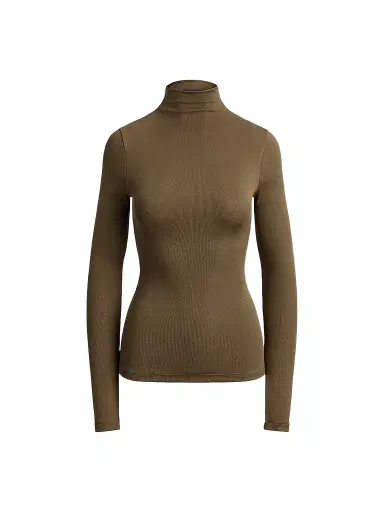 Ralph Lauren Collection Women's Catia Mockneck Rib-Knit Stretch-Silk Top | Thumbnail 1 Ralph Lauren Collection Women's Catia Mockneck Rib-Knit Stretch-Silk Top | Thumbnail 1