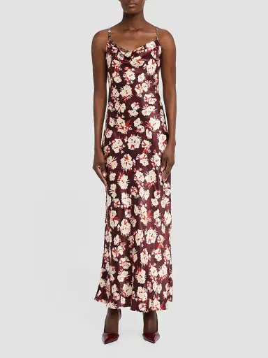 Rabanne Women's Printed Silk Maxi Slipdress - Purple | Thumbnail 2 Rabanne Women's Printed Silk Maxi Slipdress - Purple | Thumbnail 2
