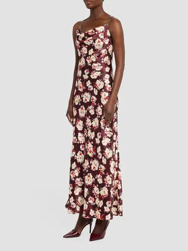 Rabanne Women's Printed Silk Maxi Slipdress - Purple | Thumbnail 4 Rabanne Women's Printed Silk Maxi Slipdress - Purple | Thumbnail 4