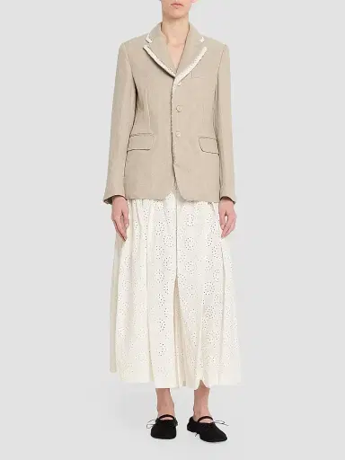 Comme des Garçons Women's Pleated Cotton Wide-Leg Pants - Off White - Size Medium | Thumbnail 2 Comme des Garçons Women's Pleated Cotton Wide-Leg Pants - Off White - Size Medium | Thumbnail 2