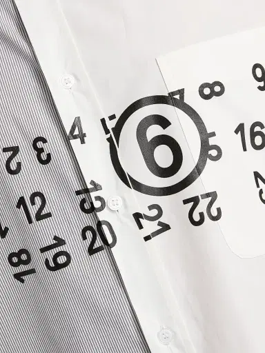 MM6 MAISON MARGIELA Men's Numeric Cotton-Blend Asymmetric Shirt - Off White Grey - Size 42 | Thumbnail 7 MM6 MAISON MARGIELA Men's Numeric Cotton-Blend Asymmetric Shirt - Off White Grey - Size 42 | Thumbnail 7