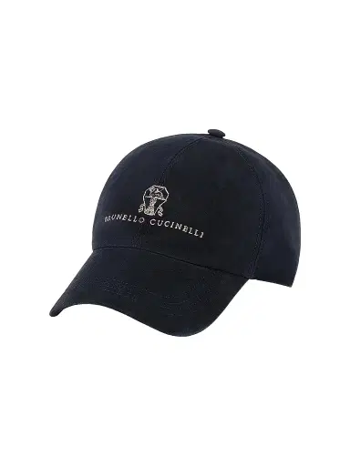 Brunello Cucinelli Men's Suede Baseball Cap with Embroidered Logo | Thumbnail 1 Brunello Cucinelli Men's Suede Baseball Cap with Embroidered Logo | Thumbnail 1