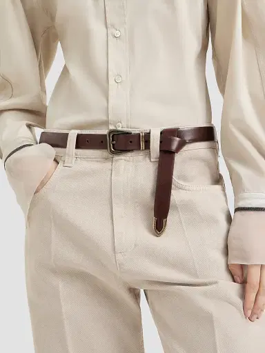 Brunello Cucinelli Women's Cowhide Belt with Monili | Thumbnail 2 Brunello Cucinelli Women's Cowhide Belt with Monili | Thumbnail 2