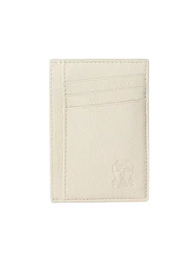 Brunello Cucinelli Men's Fine Grain Calfskin Card Holder - Chalk | Thumbnail 1 Brunello Cucinelli Men's Fine Grain Calfskin Card Holder - Chalk | Thumbnail 1
