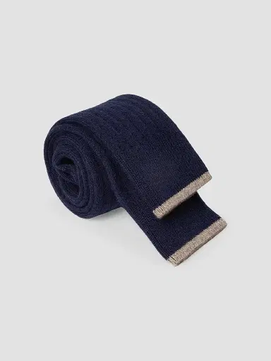 Brunello Cucinelli Men's Cashmere Rib Knit Socks - Navy Blue | Thumbnail 2 Brunello Cucinelli Men's Cashmere Rib Knit Socks - Navy Blue | Thumbnail 2