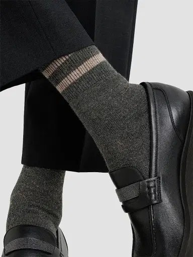 Brunello Cucinelli Women's Sparkling Cashmere Knit Socks | Thumbnail 3 Brunello Cucinelli Women's Sparkling Cashmere Knit Socks | Thumbnail 3