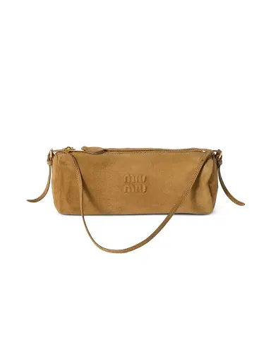 Miu Miu Women's Suede Pouch - Beige | Thumbnail 1 Miu Miu Women's Suede Pouch - Beige | Thumbnail 1