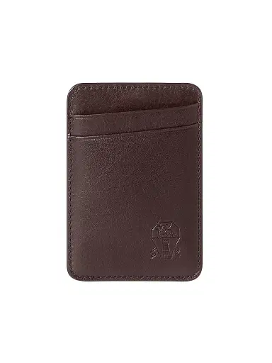 Brunello Cucinelli Men's Grained Leather Magnetic Card Holder | Thumbnail 1 Brunello Cucinelli Men's Grained Leather Magnetic Card Holder | Thumbnail 1