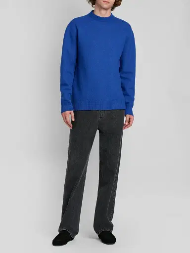 Jil Sander Men's Bouclé Wool-Cashmere Crewneck Sweater - Ink - Size 44 | Thumbnail 2 Jil Sander Men's Bouclé Wool-Cashmere Crewneck Sweater - Ink - Size 44 | Thumbnail 2