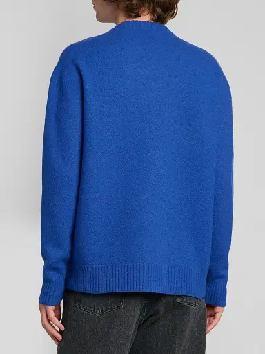 Jil Sander Men's Bouclé Wool-Cashmere Crewneck Sweater - Ink - Size 44 | Thumbnail 3 Jil Sander Men's Bouclé Wool-Cashmere Crewneck Sweater - Ink - Size 44 | Thumbnail 3