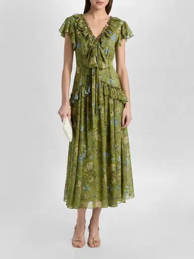 Cinq à Sept Women's Sevi Windswept Floral Midi Dress - Iguana Multi | Thumbnail 3 Cinq à Sept Women's Sevi Windswept Floral Midi Dress - Iguana Multi | Thumbnail 3