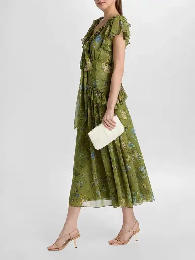 Cinq à Sept Women's Sevi Windswept Floral Midi Dress - Iguana Multi | Thumbnail 4 Cinq à Sept Women's Sevi Windswept Floral Midi Dress - Iguana Multi | Thumbnail 4
