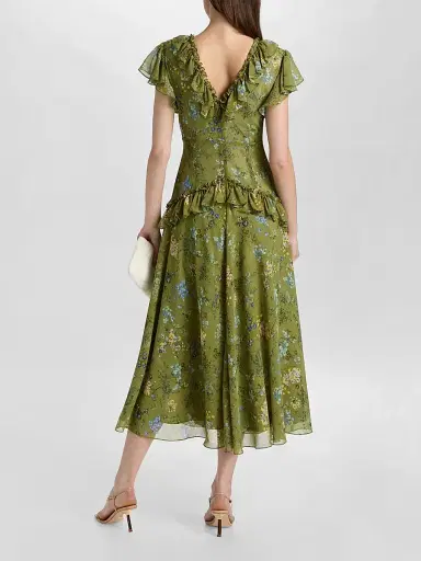 Cinq à Sept Women's Sevi Windswept Floral Midi Dress - Iguana Multi | Thumbnail 5 Cinq à Sept Women's Sevi Windswept Floral Midi Dress - Iguana Multi | Thumbnail 5