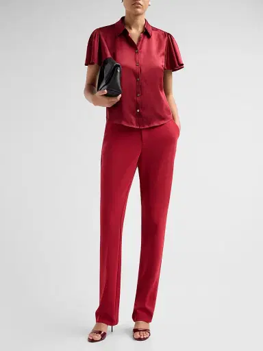 Cinq à Sept Women's Kerry Crepe Straight-Leg Pants - Berrywine | Thumbnail 2 Cinq à Sept Women's Kerry Crepe Straight-Leg Pants - Berrywine | Thumbnail 2