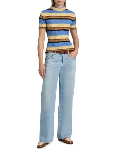 Guest In Residence Women's Palazzo Stripe Accordion Silk-Linen Knit Top | Thumbnail 2 Guest In Residence Women's Palazzo Stripe Accordion Silk-Linen Knit Top | Thumbnail 2
