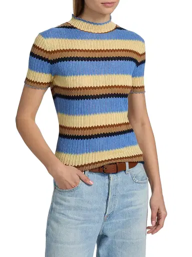 Guest In Residence Women's Palazzo Stripe Accordion Silk-Linen Knit Top | Thumbnail 3 Guest In Residence Women's Palazzo Stripe Accordion Silk-Linen Knit Top | Thumbnail 3