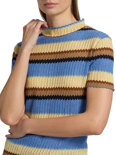 Guest In Residence Women's Palazzo Stripe Accordion Silk-Linen Knit Top | Thumbnail 6 Guest In Residence Women's Palazzo Stripe Accordion Silk-Linen Knit Top | Thumbnail 6