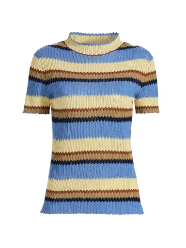 Guest In Residence Women's Palazzo Stripe Accordion Silk-Linen Knit Top | Thumbnail 1 Guest In Residence Women's Palazzo Stripe Accordion Silk-Linen Knit Top | Thumbnail 1