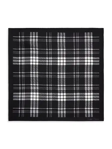 Ralph Lauren Purple Label Men's Plaid Silk Pocket Square - Black White | Thumbnail 2 Ralph Lauren Purple Label Men's Plaid Silk Pocket Square - Black White | Thumbnail 2