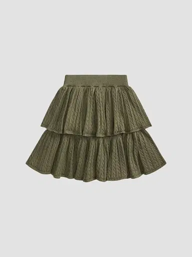 Polo Ralph Lauren Little Girl's & Girl's Cable-Knit Tiered Skirt - Cruise Olive | Thumbnail 2 Polo Ralph Lauren Little Girl's & Girl's Cable-Knit Tiered Skirt - Cruise Olive | Thumbnail 2