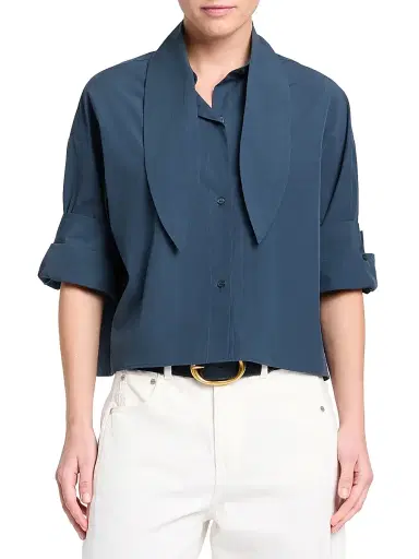 TWP Women's Tie One On Cotton Tieneck Shirt | Thumbnail 2 TWP Women's Tie One On Cotton Tieneck Shirt | Thumbnail 2