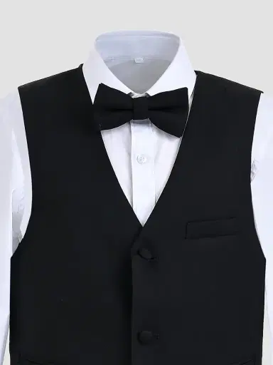 Moustache Little Boy's & Boy's Serge Vest & Bow Tie Outfit Set - Black - Size 16 | Thumbnail 4 Moustache Little Boy's & Boy's Serge Vest & Bow Tie Outfit Set - Black - Size 16 | Thumbnail 4