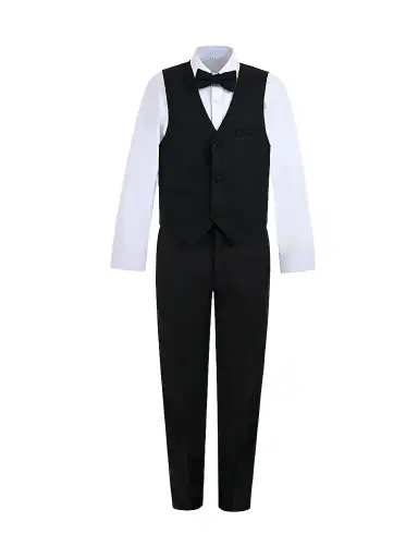 Moustache Little Boy's & Boy's Serge Vest & Bow Tie Outfit Set - Black - Size 16 | Thumbnail 1 Moustache Little Boy's & Boy's Serge Vest & Bow Tie Outfit Set - Black - Size 16 | Thumbnail 1
