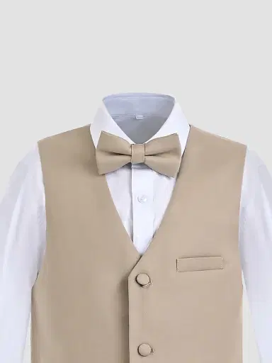 Moustache Little Boy's & Boy's Serge Vest & Bow Tie Outfit Set - Beige - Size 16 | Thumbnail 4 Moustache Little Boy's & Boy's Serge Vest & Bow Tie Outfit Set - Beige - Size 16 | Thumbnail 4