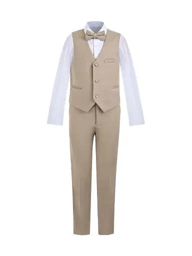 Moustache Little Boy's & Boy's Serge Vest & Bow Tie Outfit Set - Beige - Size 16 | Thumbnail 1 Moustache Little Boy's & Boy's Serge Vest & Bow Tie Outfit Set - Beige - Size 16 | Thumbnail 1