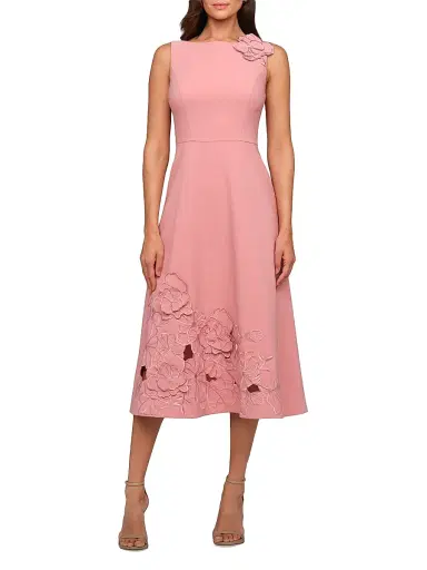 Kay Unger Women's Heidi Floral-Appliqué Midi-Dress - Rose Petal | Thumbnail 2 Kay Unger Women's Heidi Floral-Appliqué Midi-Dress - Rose Petal | Thumbnail 2