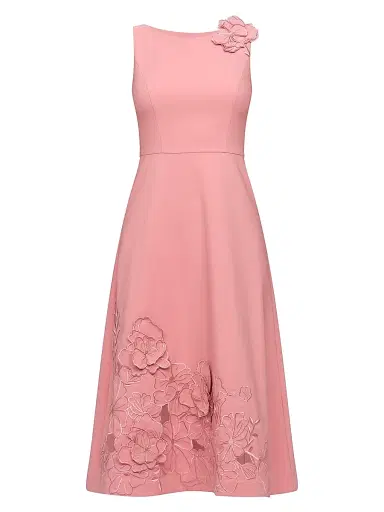Kay Unger Women's Heidi Floral-Appliqué Midi-Dress - Rose Petal | Thumbnail 1 Kay Unger Women's Heidi Floral-Appliqué Midi-Dress - Rose Petal | Thumbnail 1