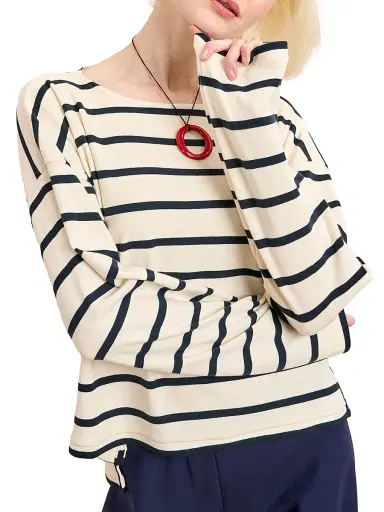 La Ligne Women's Long Breton Tee - Ecru Multi | Thumbnail 2 La Ligne Women's Long Breton Tee - Ecru Multi | Thumbnail 2