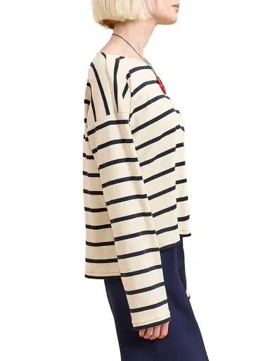 La Ligne Women's Long Breton Tee - Ecru Multi | Thumbnail 3 La Ligne Women's Long Breton Tee - Ecru Multi | Thumbnail 3