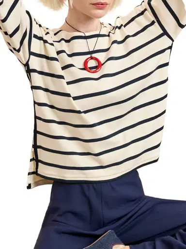 La Ligne Women's Long Breton Tee - Ecru Multi | Thumbnail 5 La Ligne Women's Long Breton Tee - Ecru Multi | Thumbnail 5