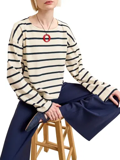 La Ligne Women's Long Breton Tee - Ecru Multi | Thumbnail 6 La Ligne Women's Long Breton Tee - Ecru Multi | Thumbnail 6