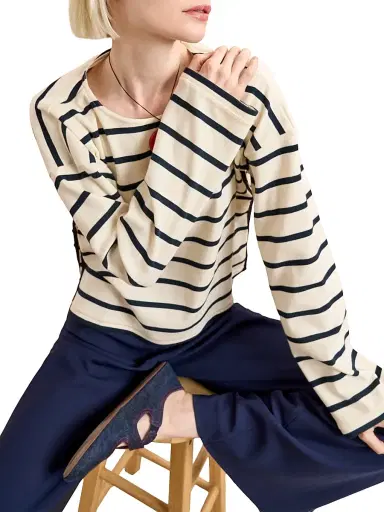 La Ligne Women's Long Breton Tee - Ecru Multi | Thumbnail 7 La Ligne Women's Long Breton Tee - Ecru Multi | Thumbnail 7