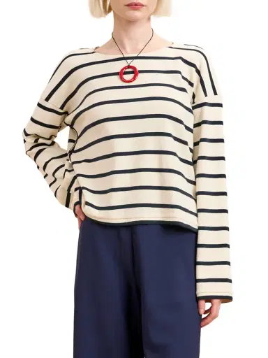 La Ligne Women's Long Breton Tee - Ecru Multi | Thumbnail 1 La Ligne Women's Long Breton Tee - Ecru Multi | Thumbnail 1