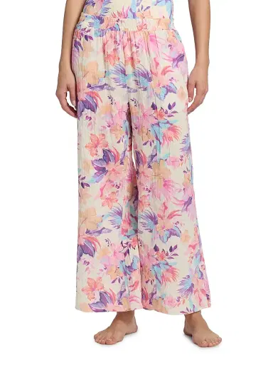 Beach Riot Women's Hampton Cotton Wide-Leg Pants - Hibiscus Garden | Thumbnail 3 Beach Riot Women's Hampton Cotton Wide-Leg Pants - Hibiscus Garden | Thumbnail 3