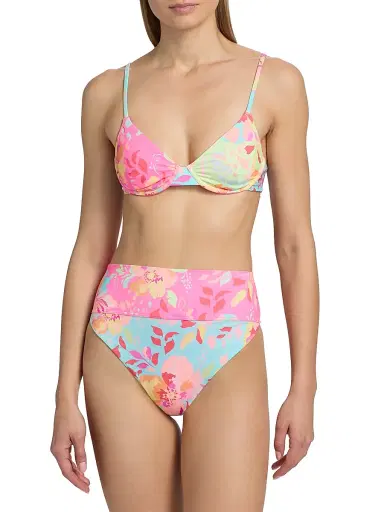 BEACH RIOT Women's Camilla Bloom Lagoon Bikini Top - Bloom Lagoon - Size Large | Thumbnail 3 BEACH RIOT Women's Camilla Bloom Lagoon Bikini Top - Bloom Lagoon - Size Large | Thumbnail 3