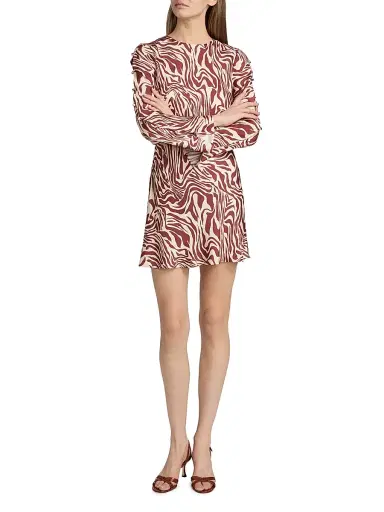 Tanya Taylor Women's Demi Button Sleeve Minidress - Redwood Cream Multi | Thumbnail 2 Tanya Taylor Women's Demi Button Sleeve Minidress - Redwood Cream Multi | Thumbnail 2