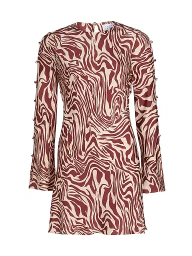 Tanya Taylor Women's Demi Button Sleeve Minidress - Redwood Cream Multi | Thumbnail 1 Tanya Taylor Women's Demi Button Sleeve Minidress - Redwood Cream Multi | Thumbnail 1