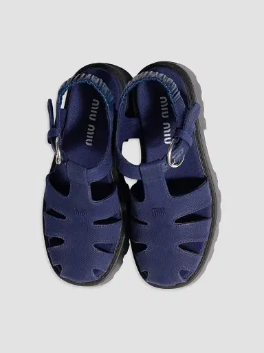 Miu Miu Women's Gabardine Sandals - Blue - Size 11 | Thumbnail 2 Miu Miu Women's Gabardine Sandals - Blue - Size 11 | Thumbnail 2