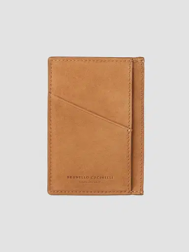 Brunello Cucinelli Men's Nubuck Card Holder - Cognac | Thumbnail 2 Brunello Cucinelli Men's Nubuck Card Holder - Cognac | Thumbnail 2