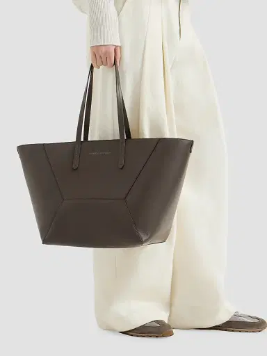 Brunello Cucinelli Women's Duo Tote Bag in Calfskin Leather with Monili - Brown | Thumbnail 2 Brunello Cucinelli Women's Duo Tote Bag in Calfskin Leather with Monili - Brown | Thumbnail 2