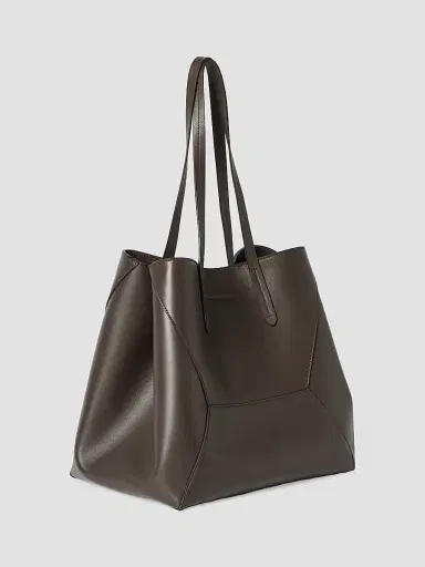 Brunello Cucinelli Women's Duo Tote Bag in Calfskin Leather with Monili - Brown | Thumbnail 4 Brunello Cucinelli Women's Duo Tote Bag in Calfskin Leather with Monili - Brown | Thumbnail 4