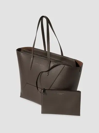 Brunello Cucinelli Women's Duo Tote Bag in Calfskin Leather with Monili - Brown | Thumbnail 5 Brunello Cucinelli Women's Duo Tote Bag in Calfskin Leather with Monili - Brown | Thumbnail 5